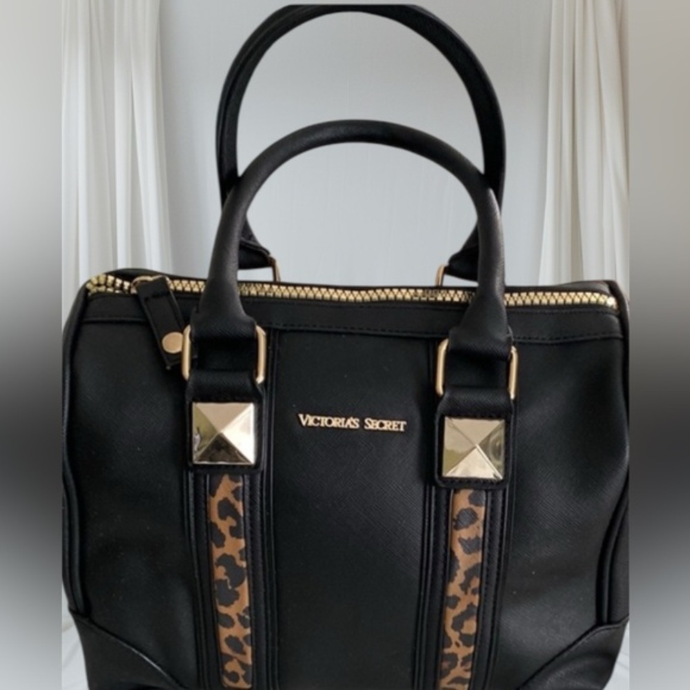 Victoria's Secret Black and Brown Structured Satchel